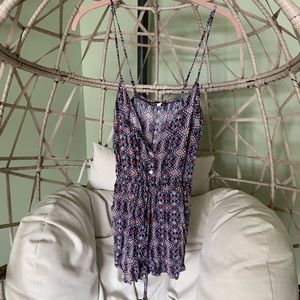 spaghetti strap romper - sleeveless button up romper with adjustable straps